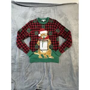 Celebrate Together Ugly Christmas Sweater Cat Santa Hat Holiday Small Unisex